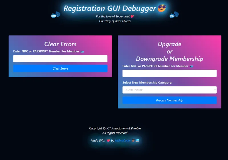 Registration GUI Debugger